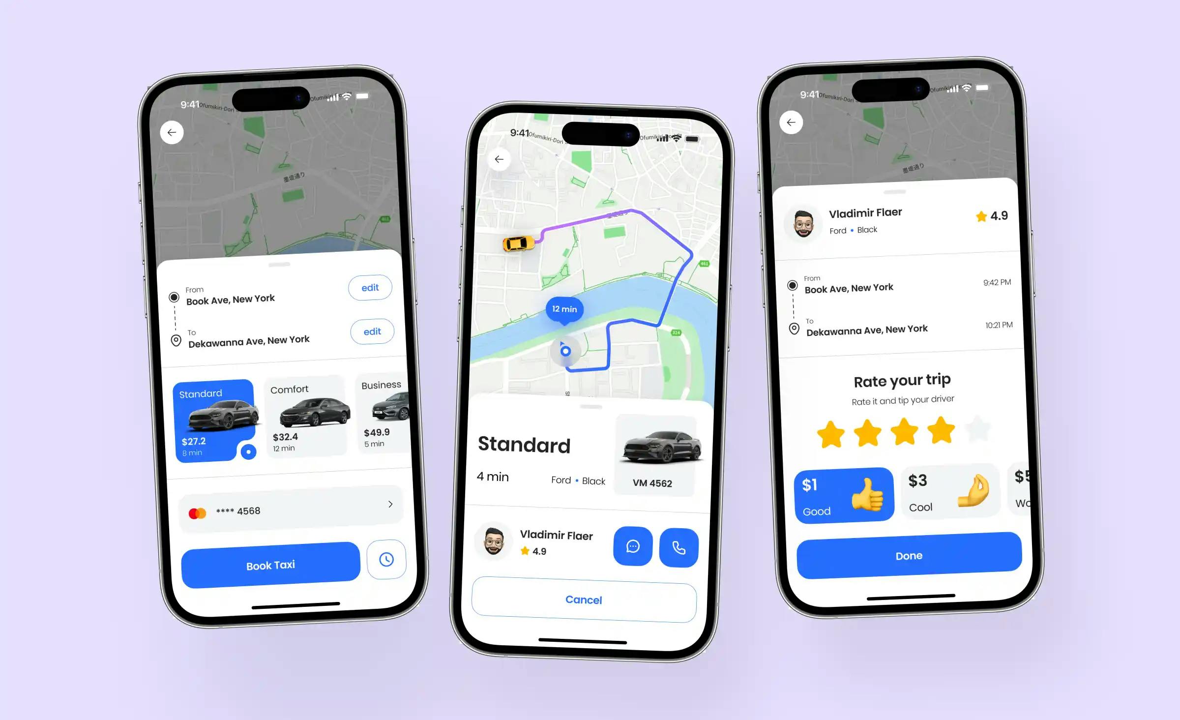 Taxi booking app development: mobile taxi app design concept