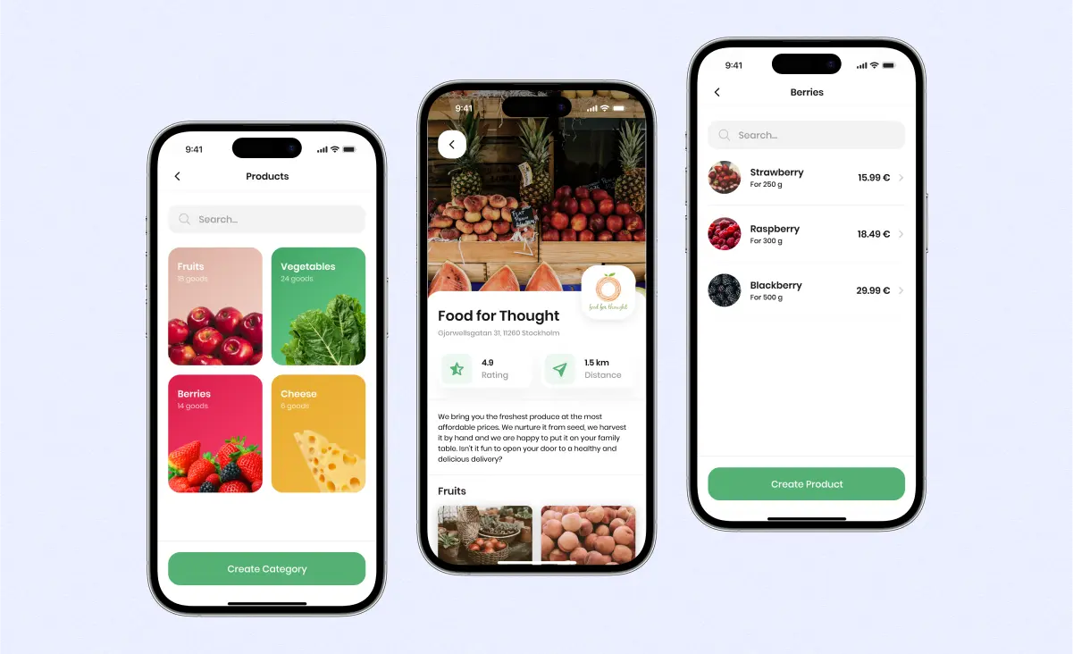UI/UX design and development of Noah, a marketplace app for farmers